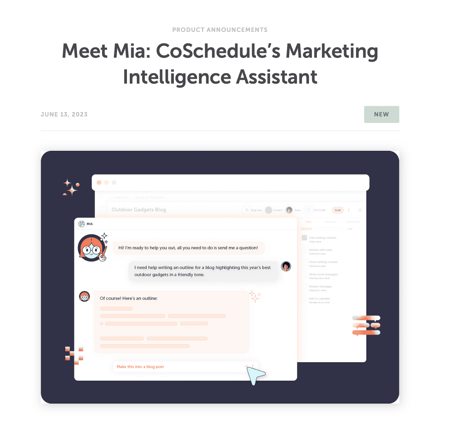 Meet Mia: CoSchedule's Marketing Intelligence Assistant