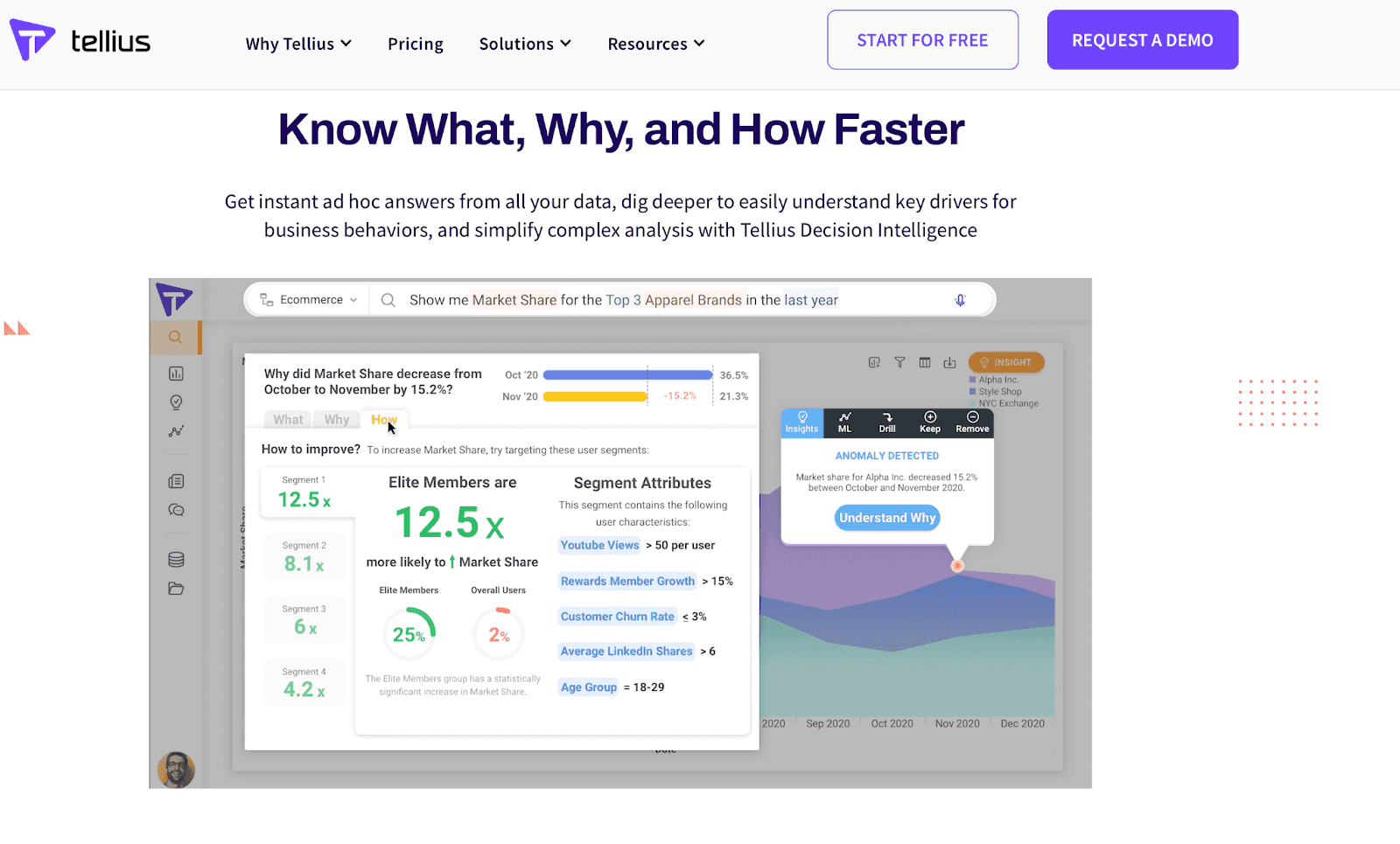 Tellius homepage - Know What, Why, and How faster