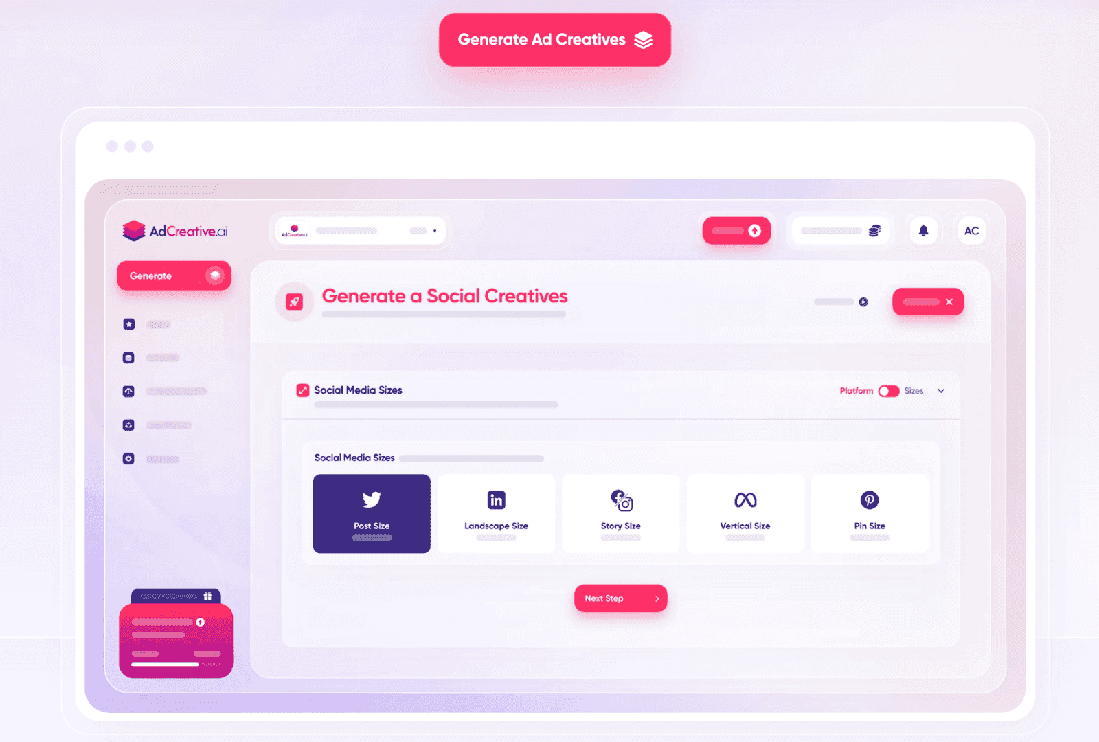 AdCreative.ai website - Generate a social creatives