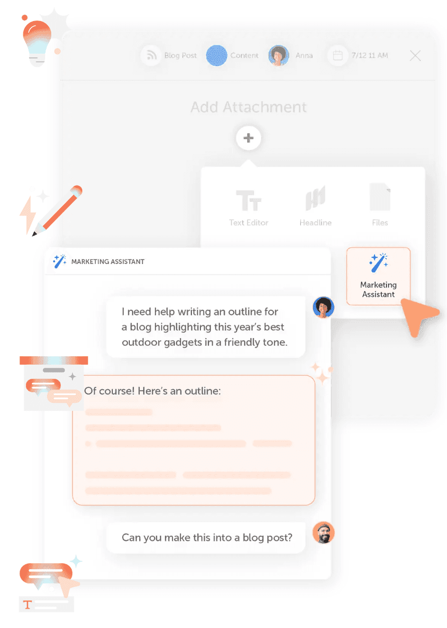 CoSchedule's AI marketing assistant popup