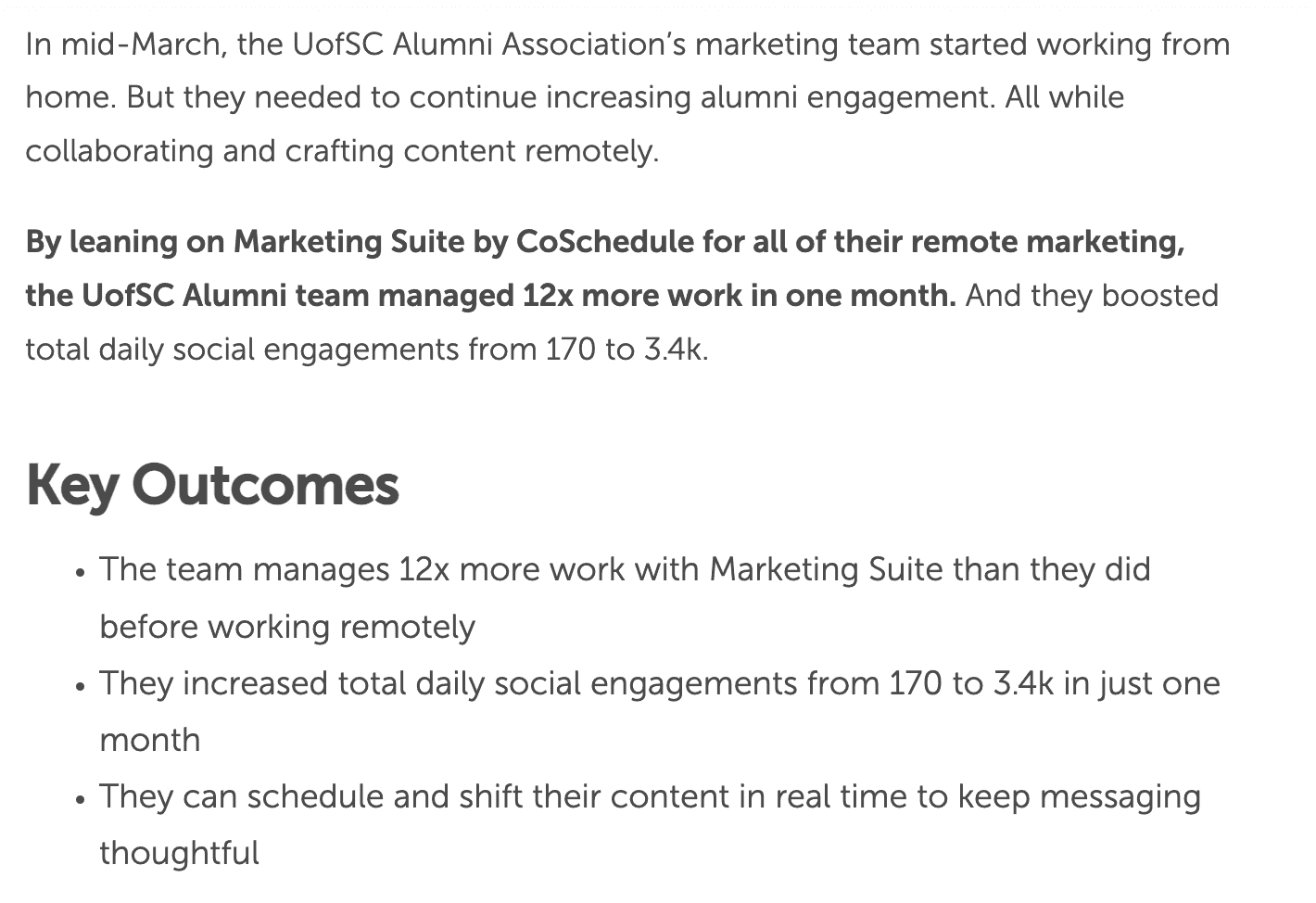 UofSC remote marketing case study key outcomes