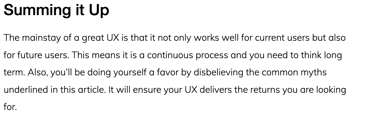 UX myth buster summarization 