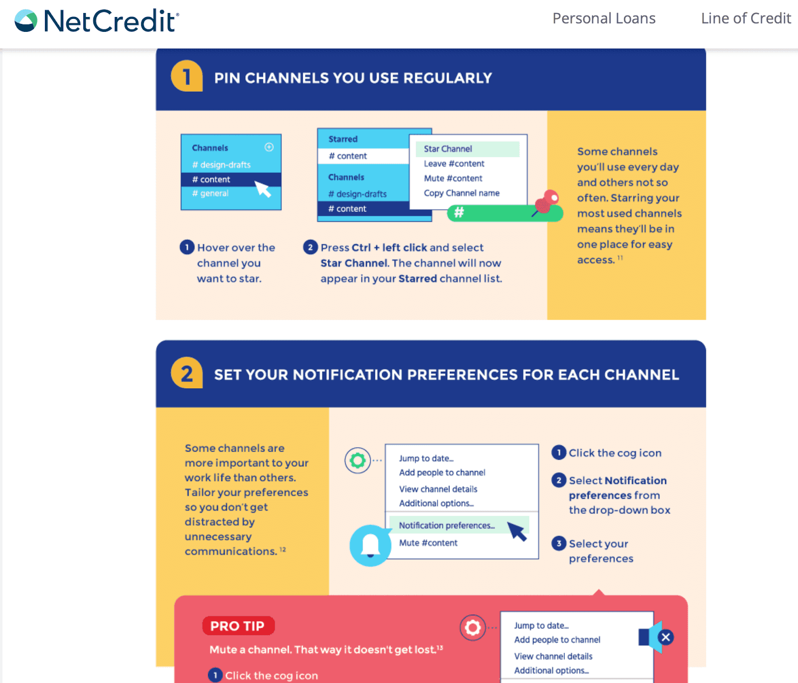 Net Credit infographic about slack