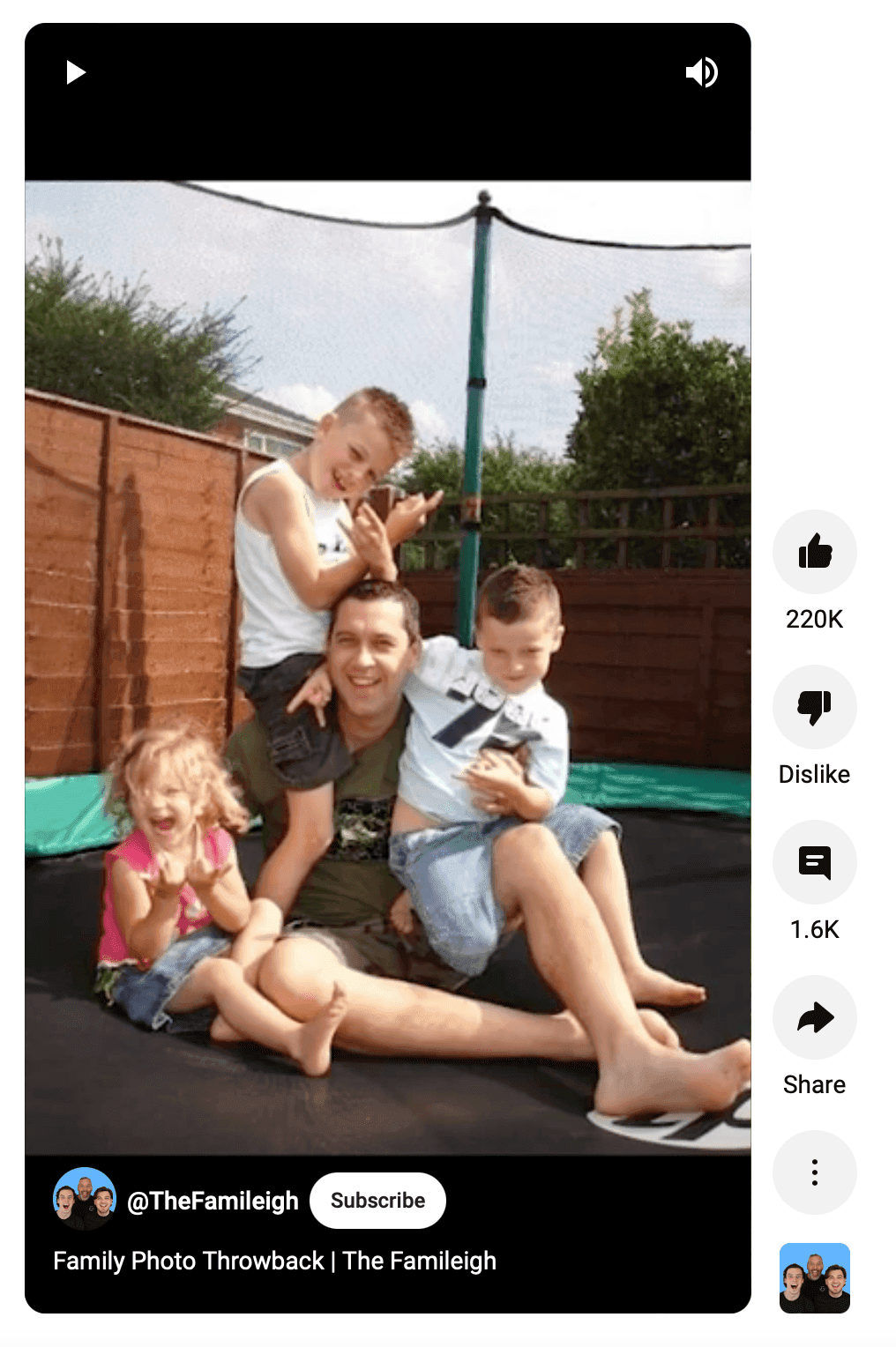 Family photo on a trampoline