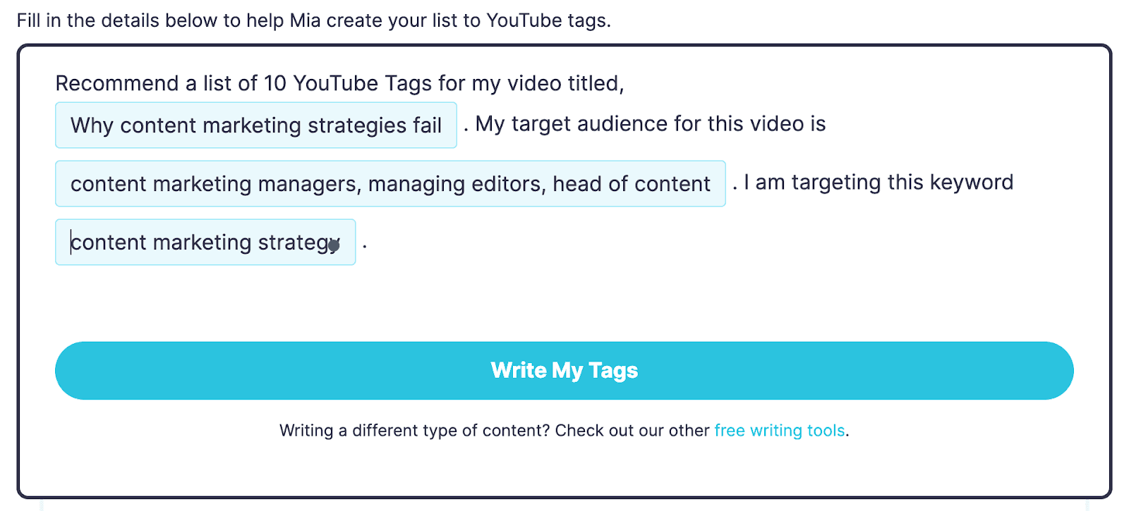 coschedule's youtube tag generator text box