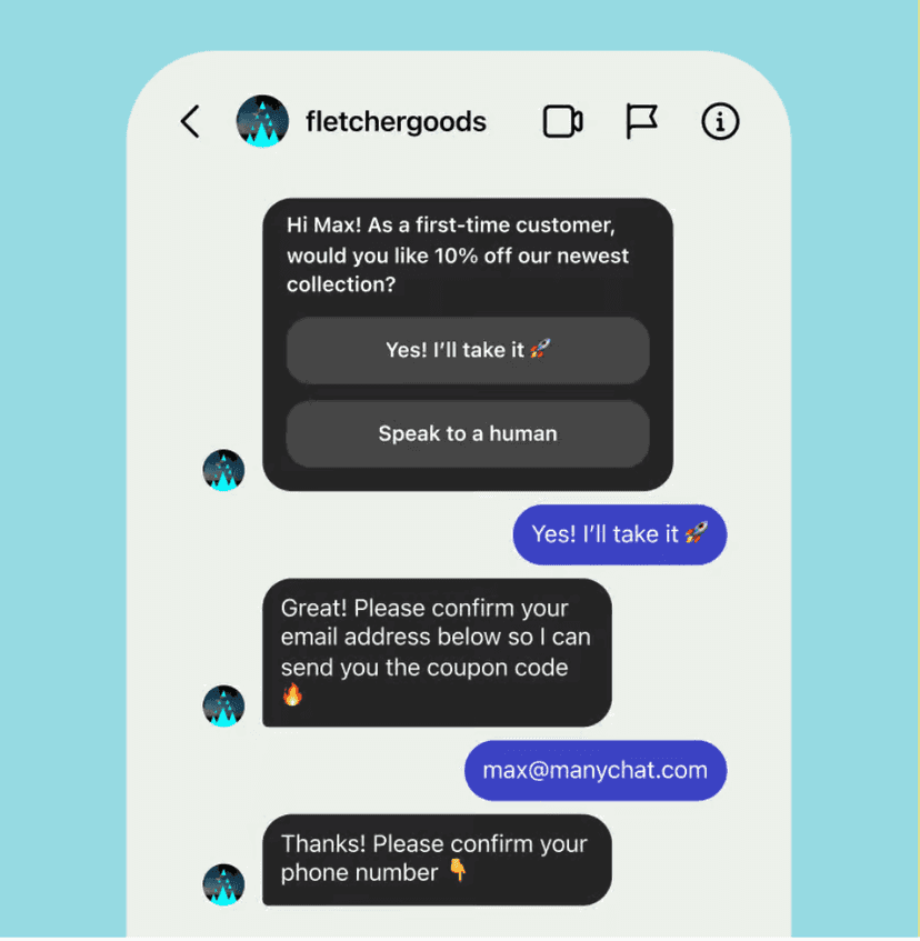 ManyChat ai chatbot conversation