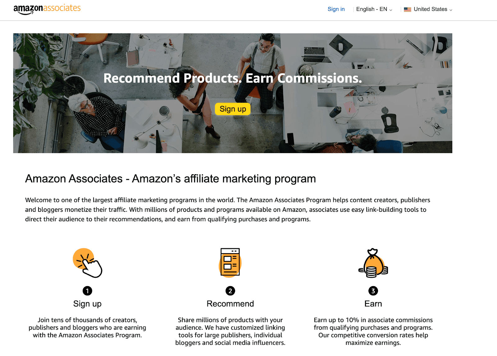 Amazon affiliate marketing homepage