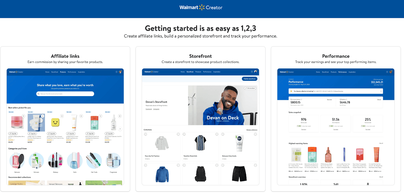 Walmart creator program homepage