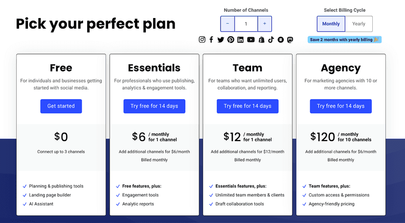 Buffer pricing homepage