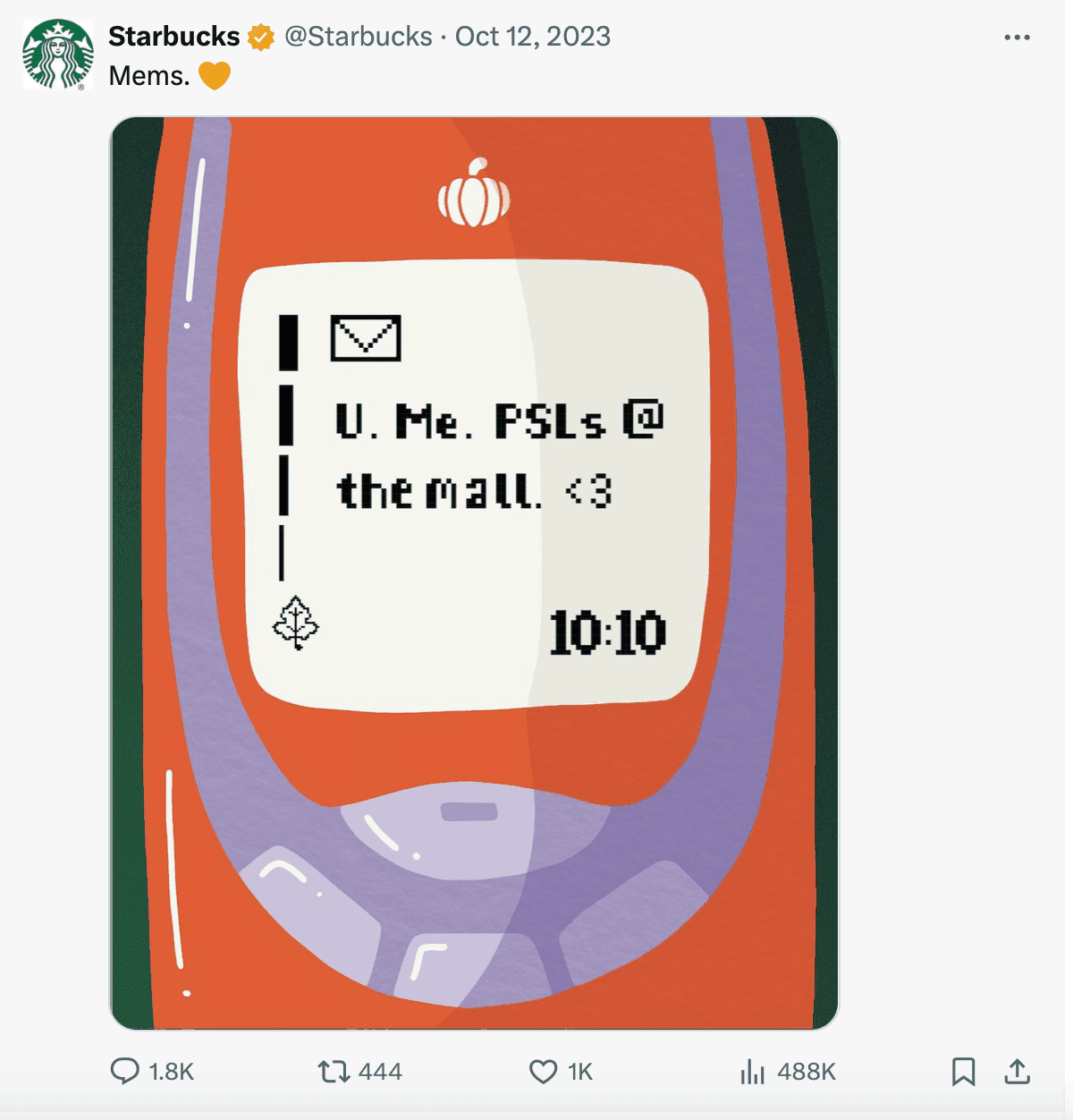 Starbucks digital fall mail tweet