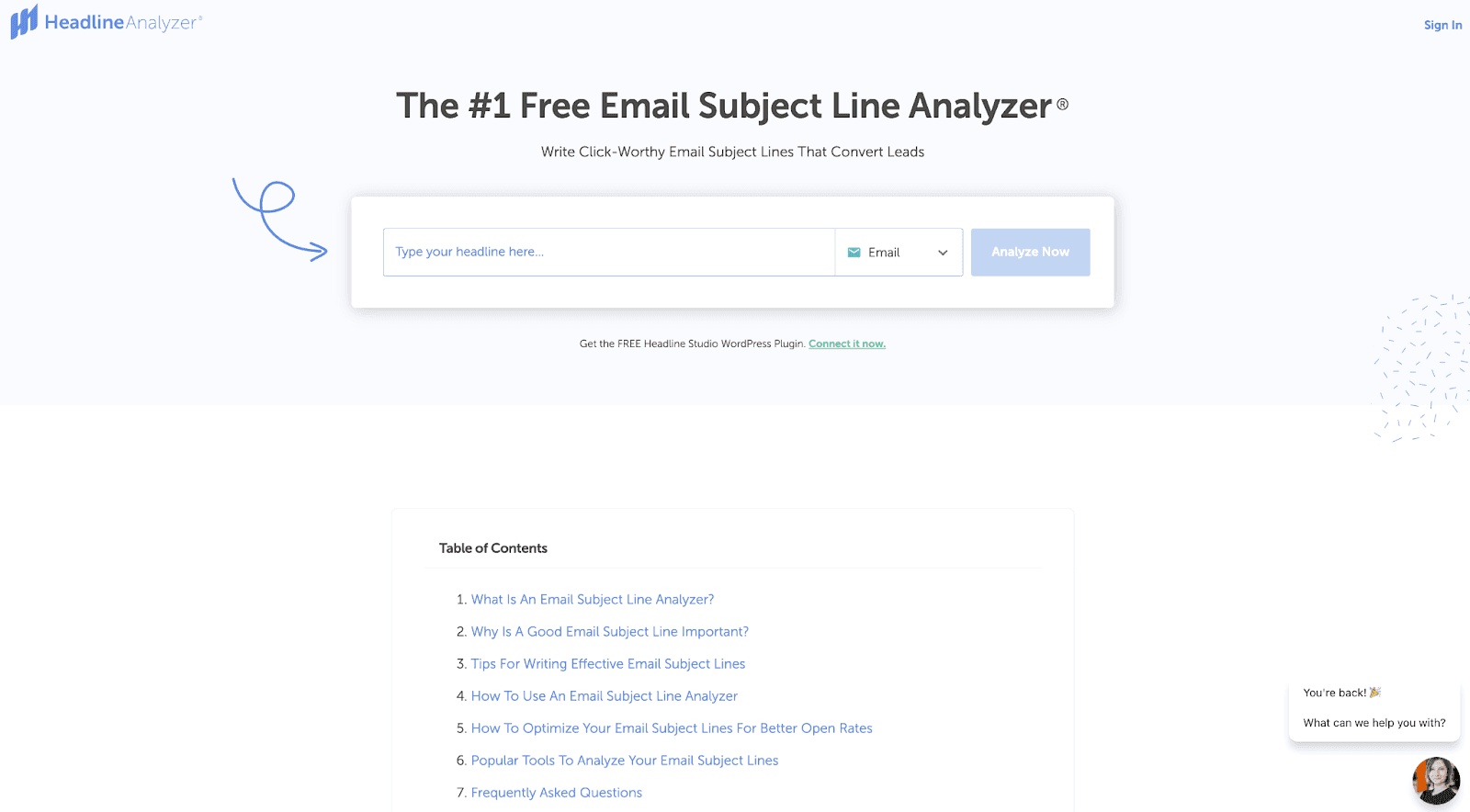 Coschedule subject line analyzer homepage