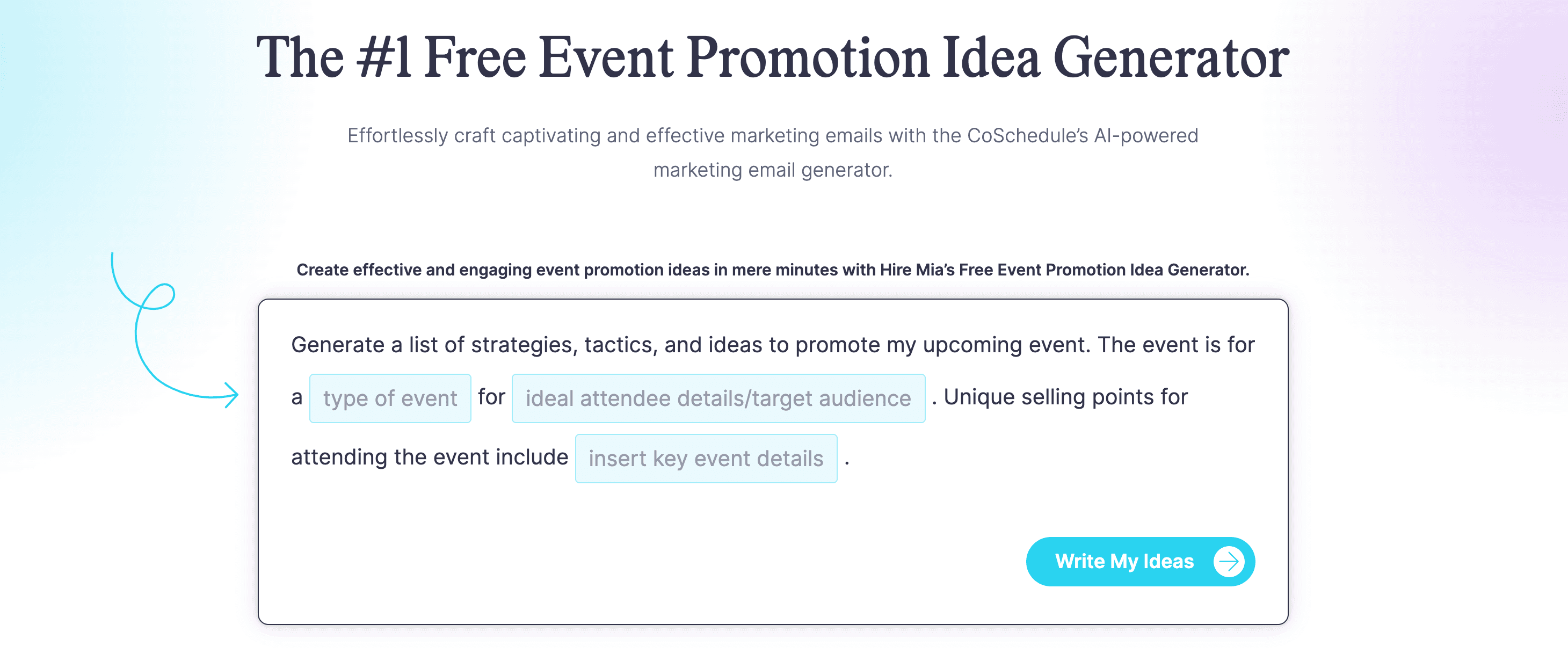 Coschedule event promotion idea generator