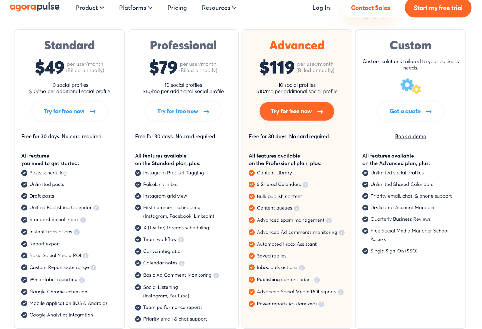 Agorapulse Pricing Page
