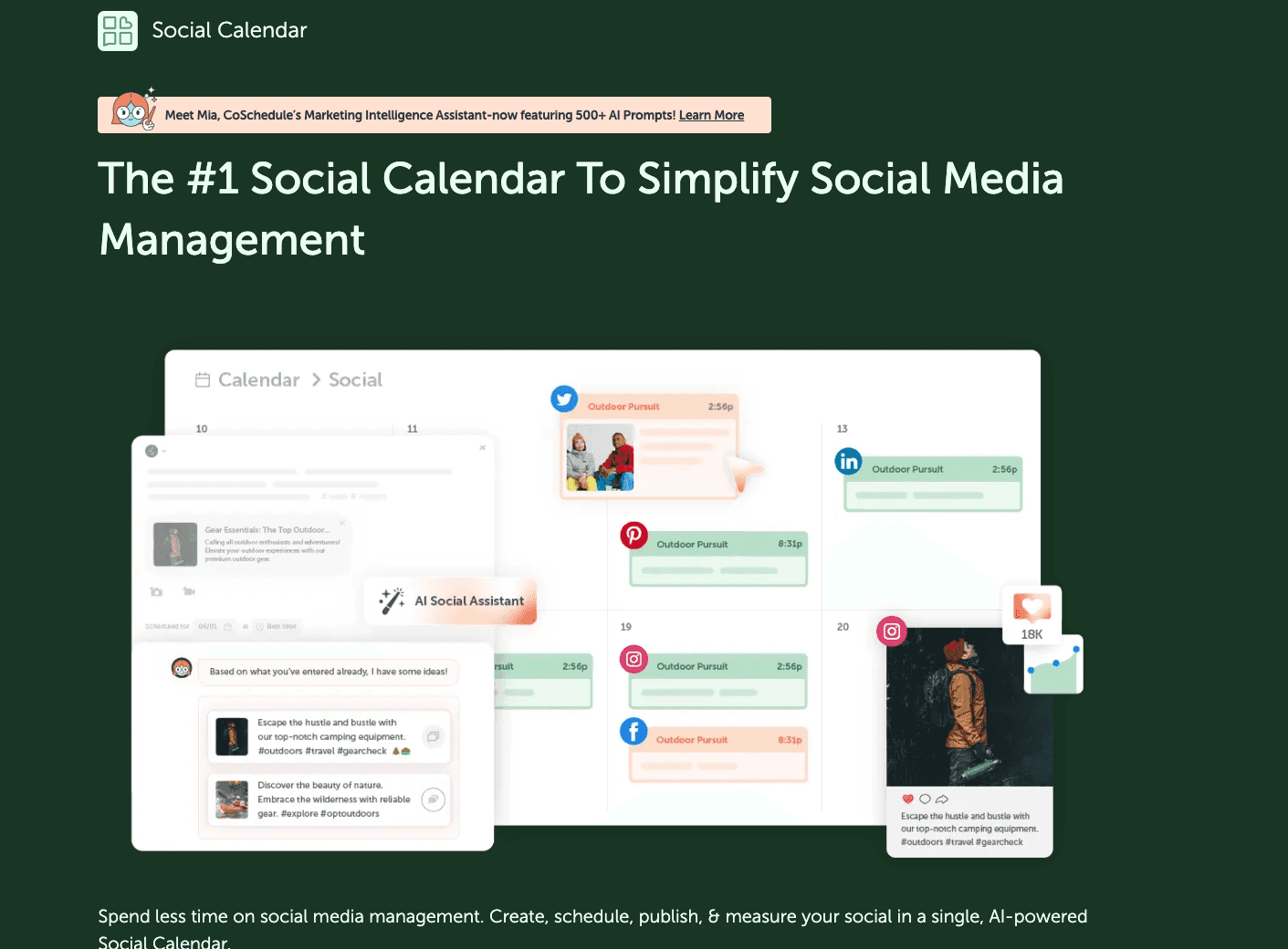 Coschedule Social Media Calendar Homepage
