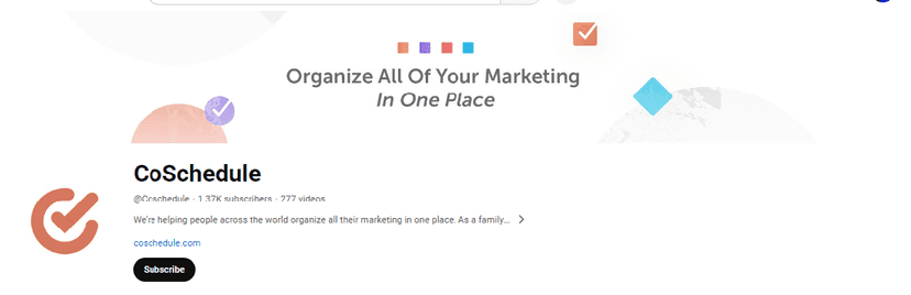 Coschedule YouTube homepage