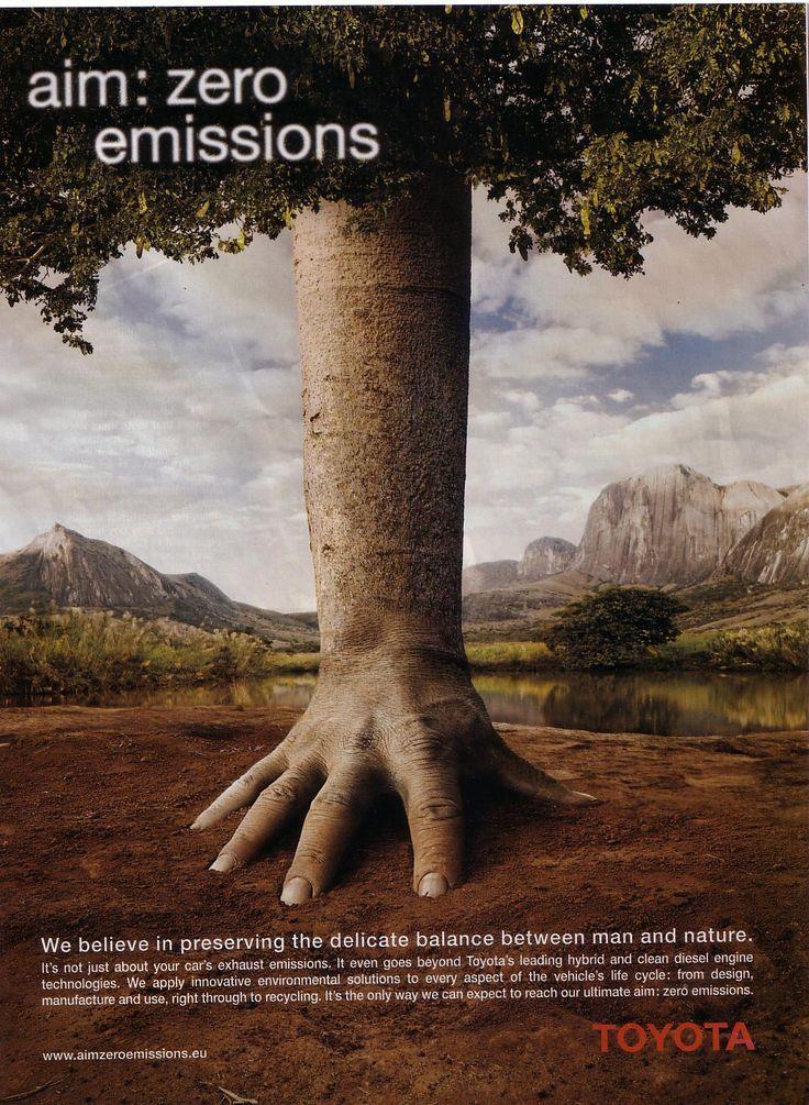 Tree with hand as roots supporting zero emissions