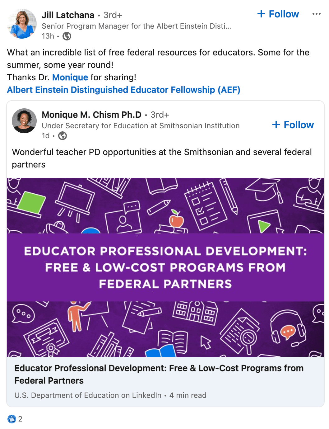 Linkedin post promoting free resources