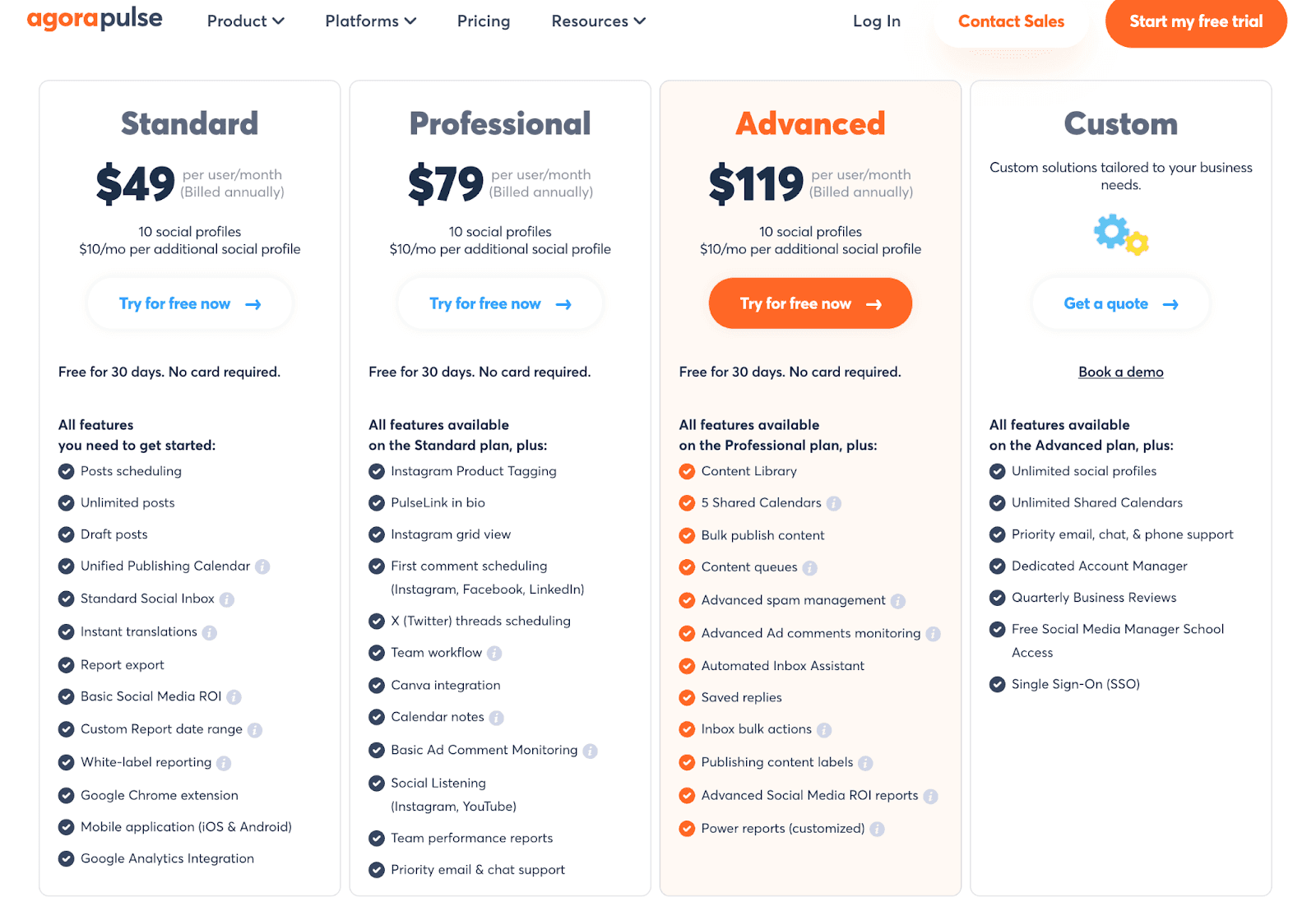 AgoraPulse Pricing Page