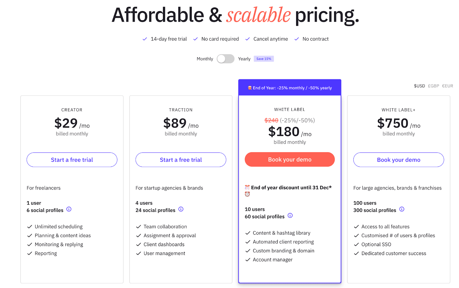 Social Pilot Pricing Page