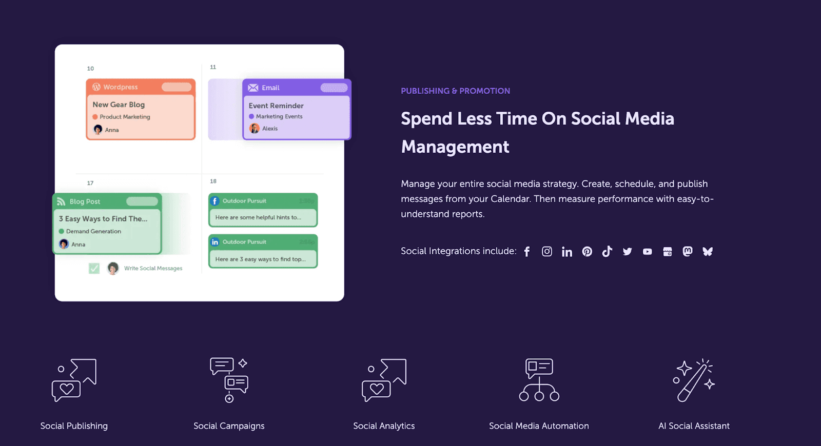 Spend less time on social media management with CoSchedule's Content Calendar