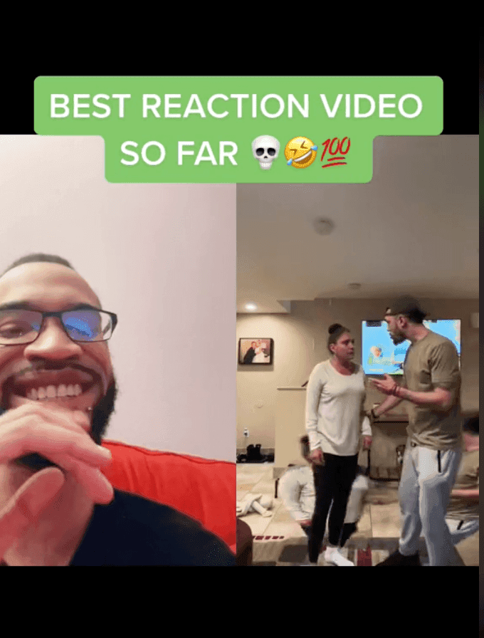 Person reacting to another TikTok