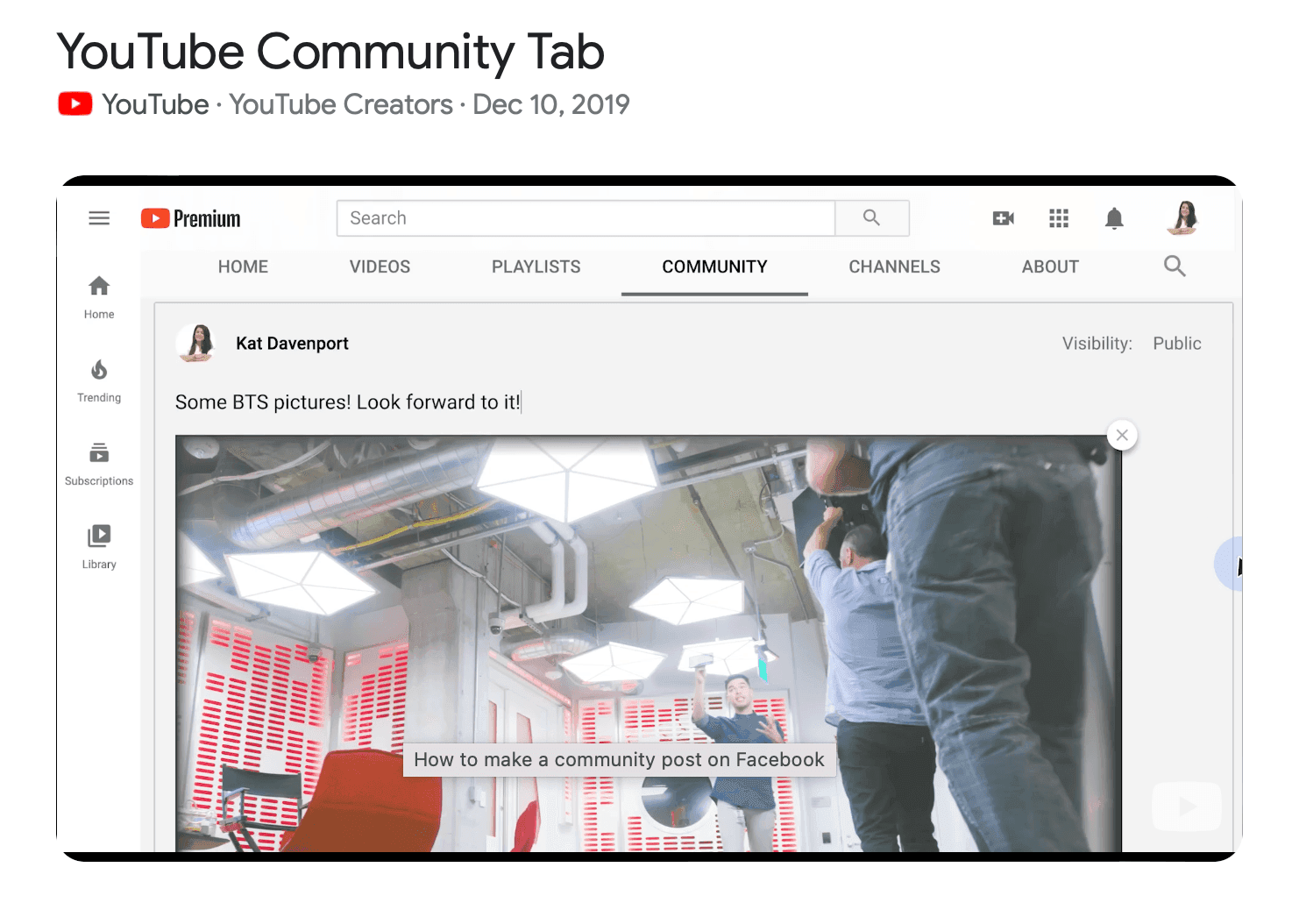 YouTube community video tab