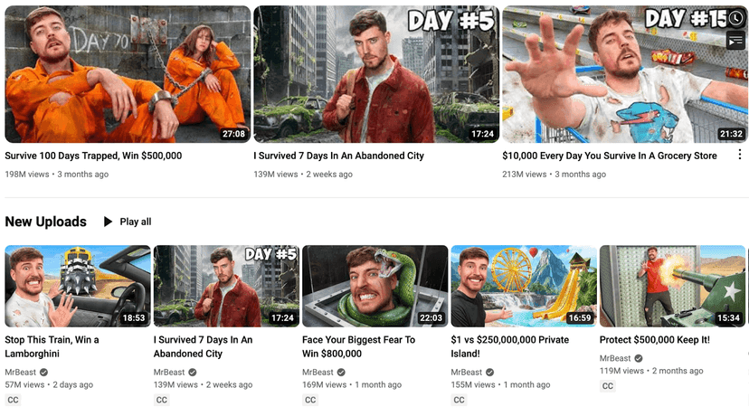 MrBeast YouTube thumbnails