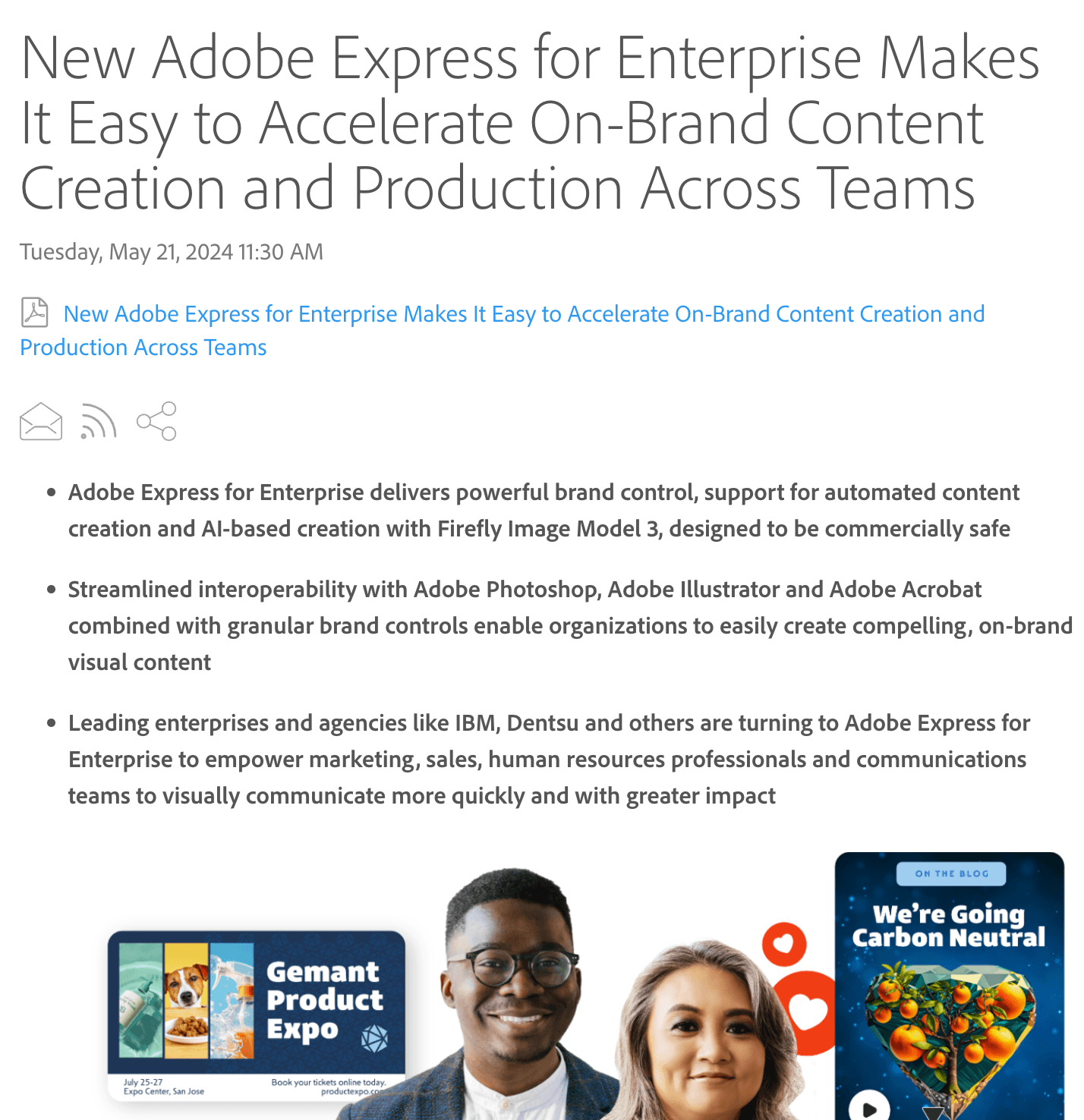 New product launch press release example: Adobe