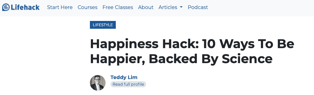 Example of proof headline from Lifehack