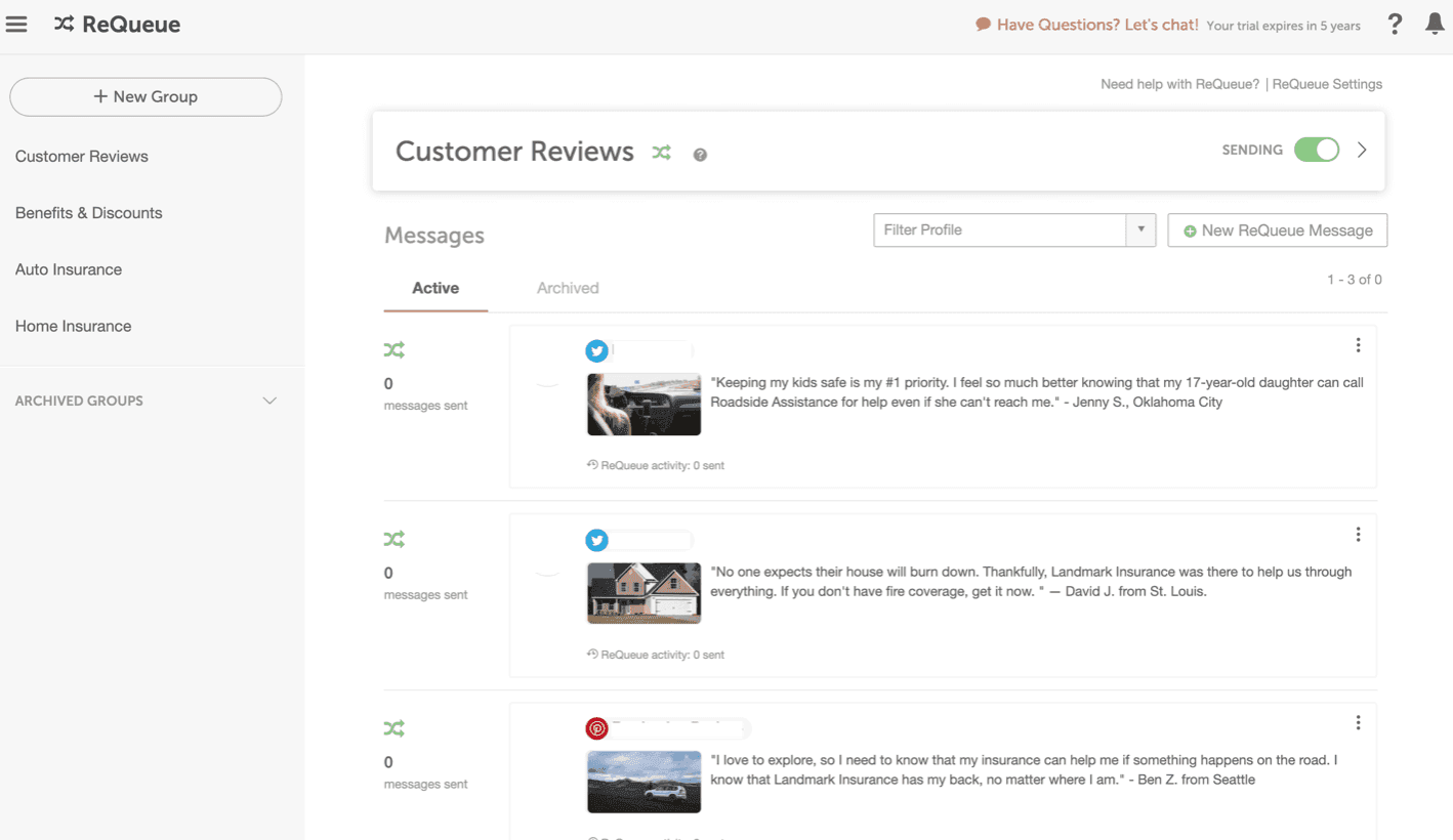 ReQueue customer reviews page