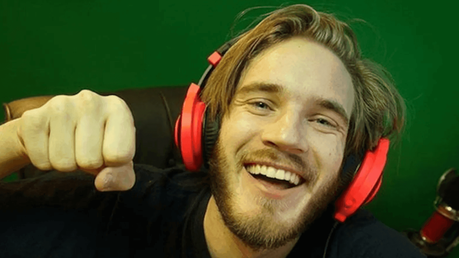 PewDiePie smiling looking for a fist bump from viewers