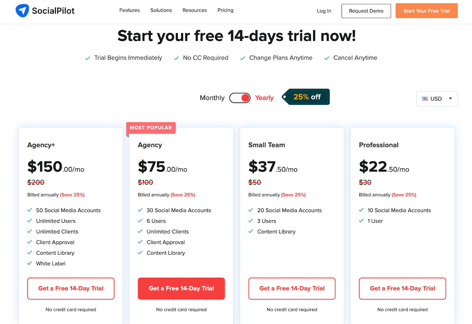 SocialPilot pricing homepage