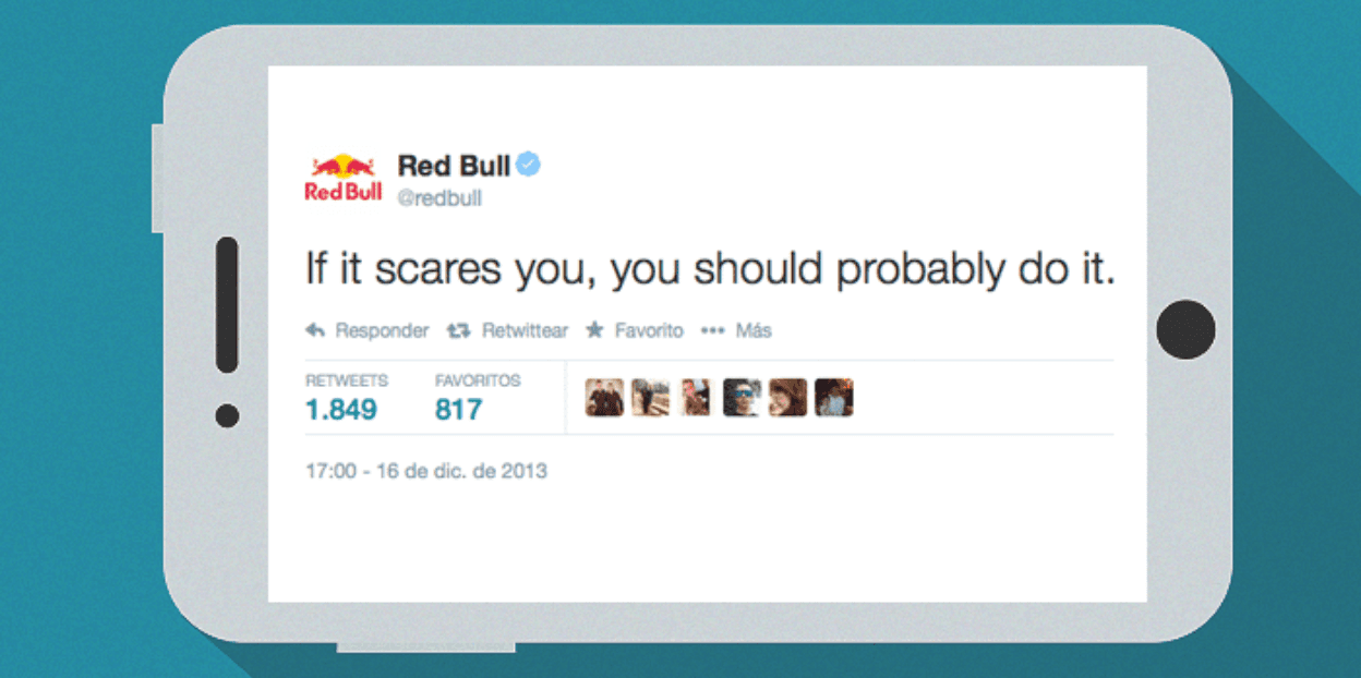 Red Bull "If it scares you, you should probably do it" post on Twitter, representing its brand voice 
