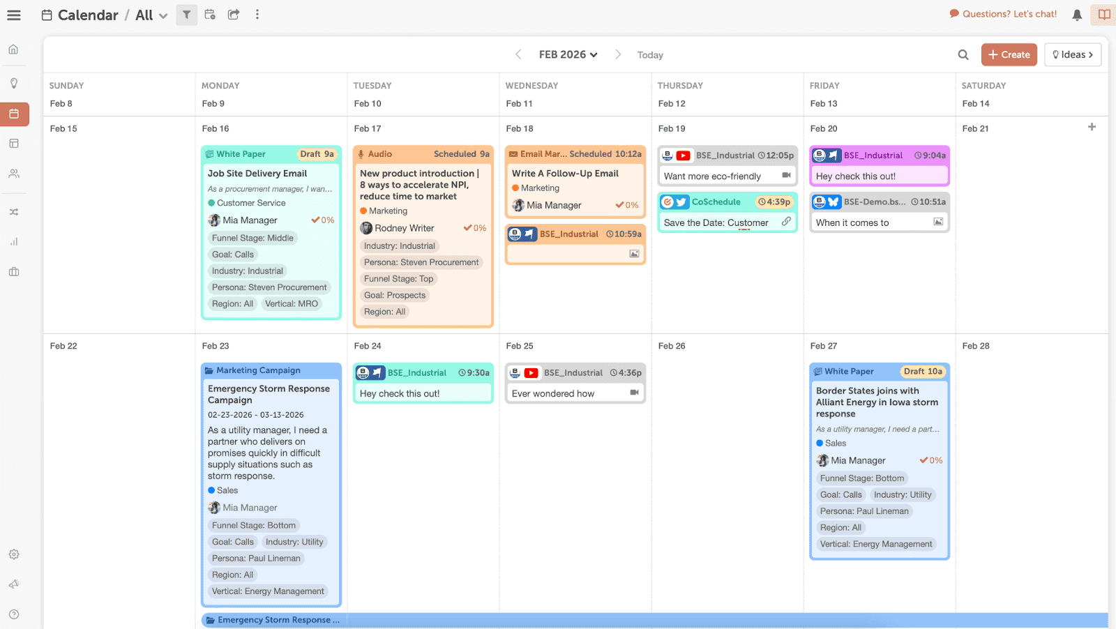 CoSchedule Social Calendar calendar view