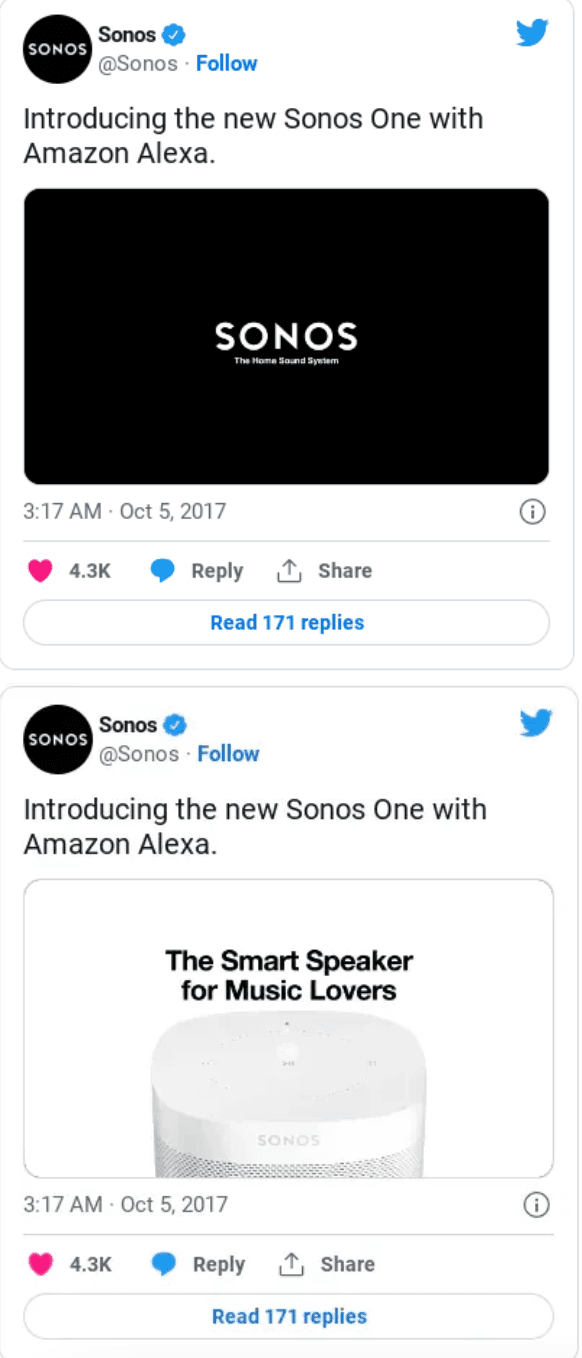 Sonos posted an ad on Tweeter