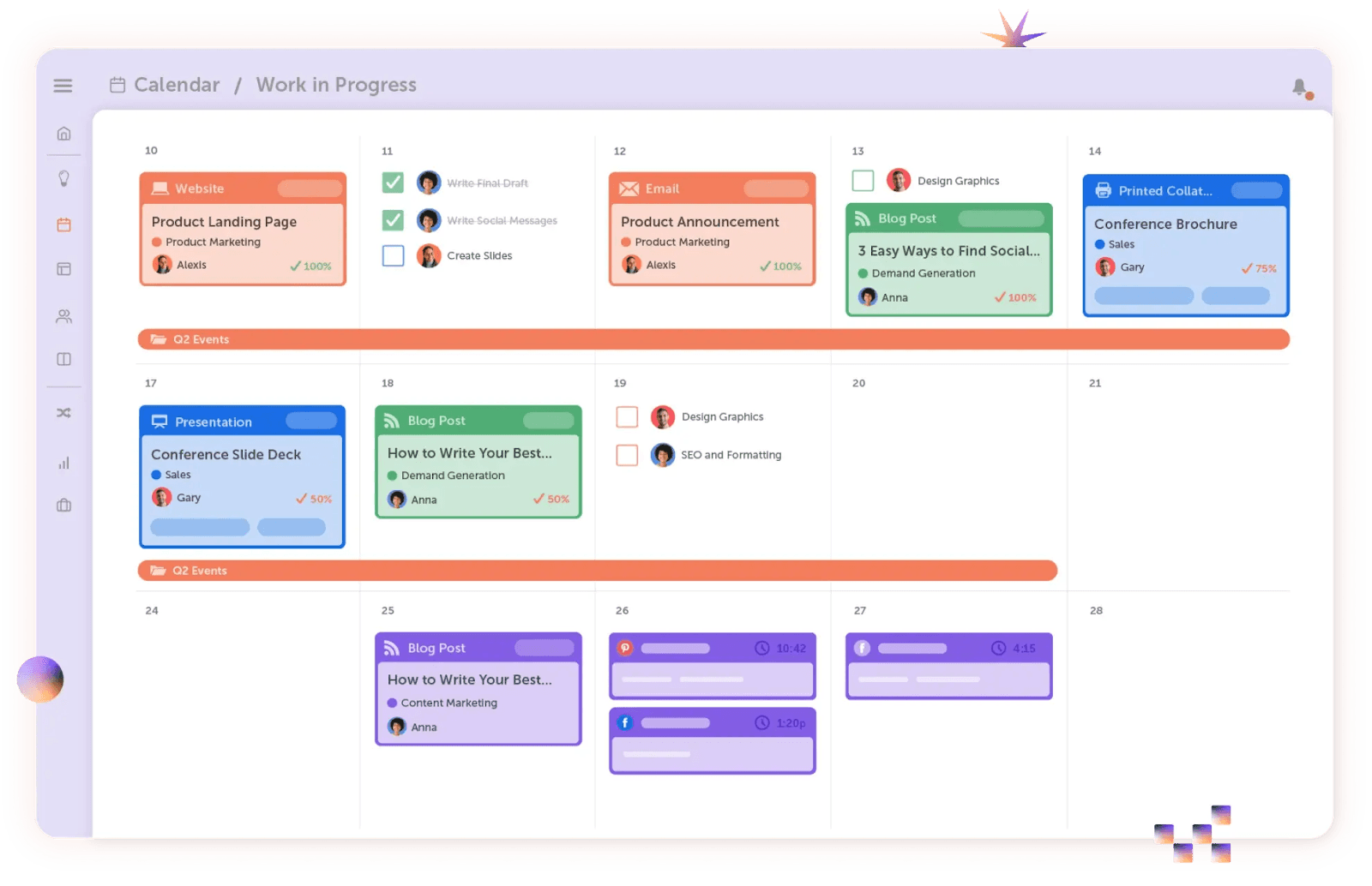 CoSchedule Calendar as a part of Marketing Plan Template