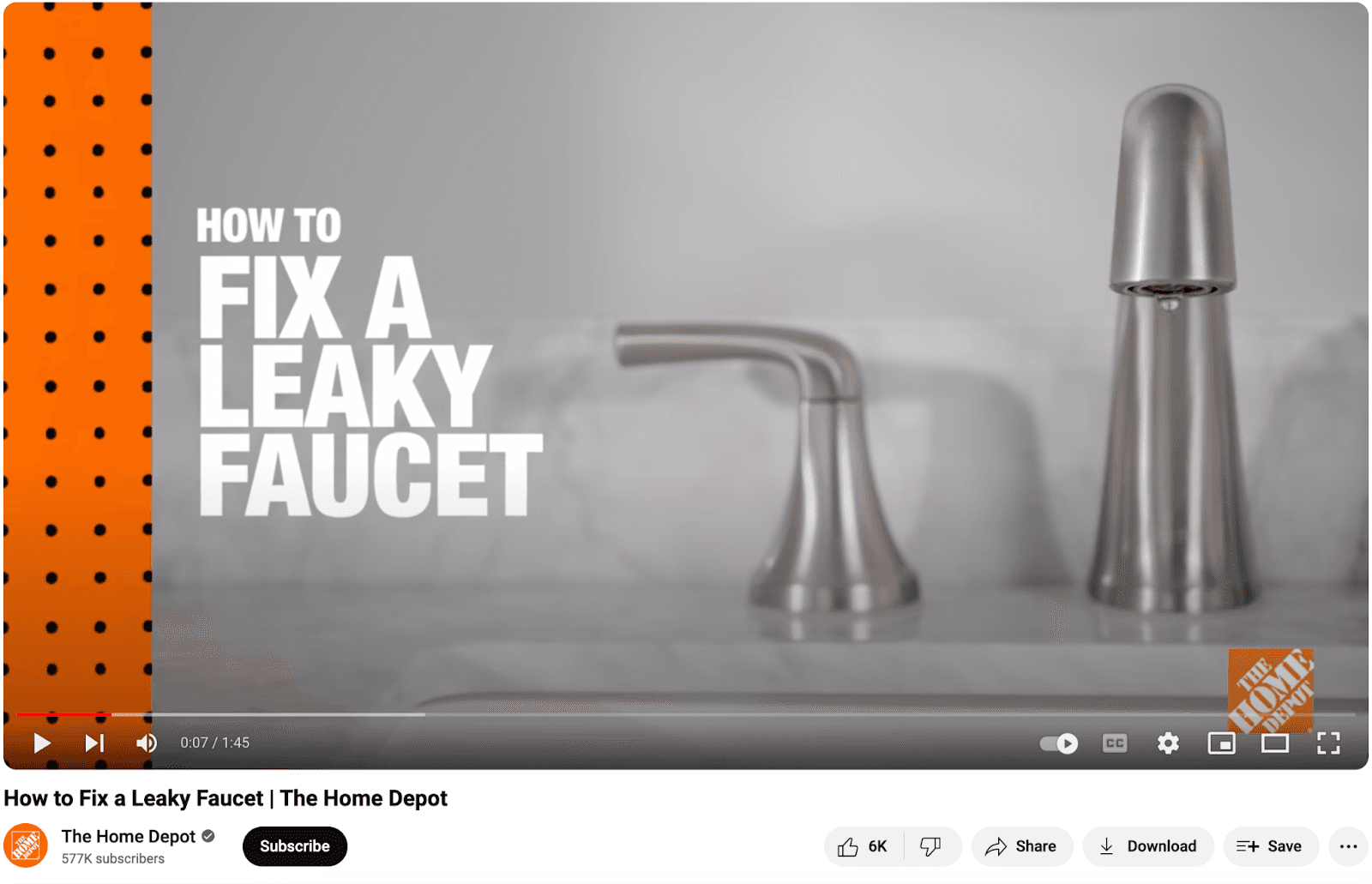 Example of video marketing from Home Depot
