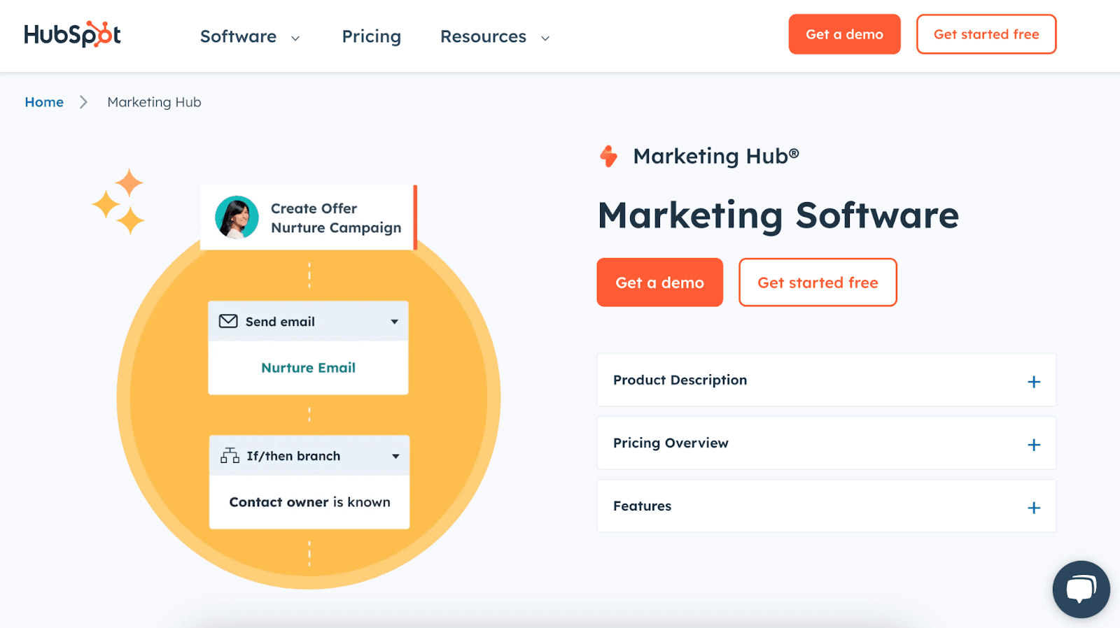 Email Marketing Software example - HubSpot platform 