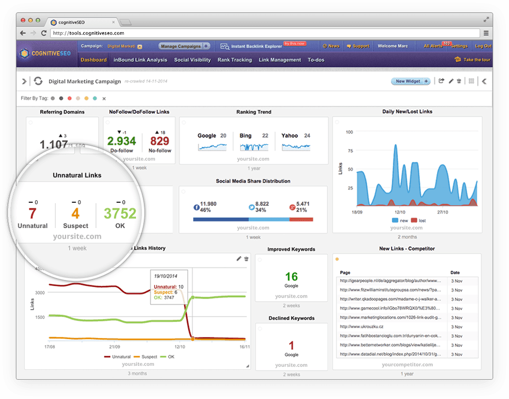 Backlink Analysis Tool from CognitiveSEO