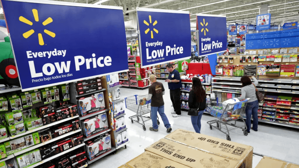 Walmart "Everyday Low Price" banners inside of the store