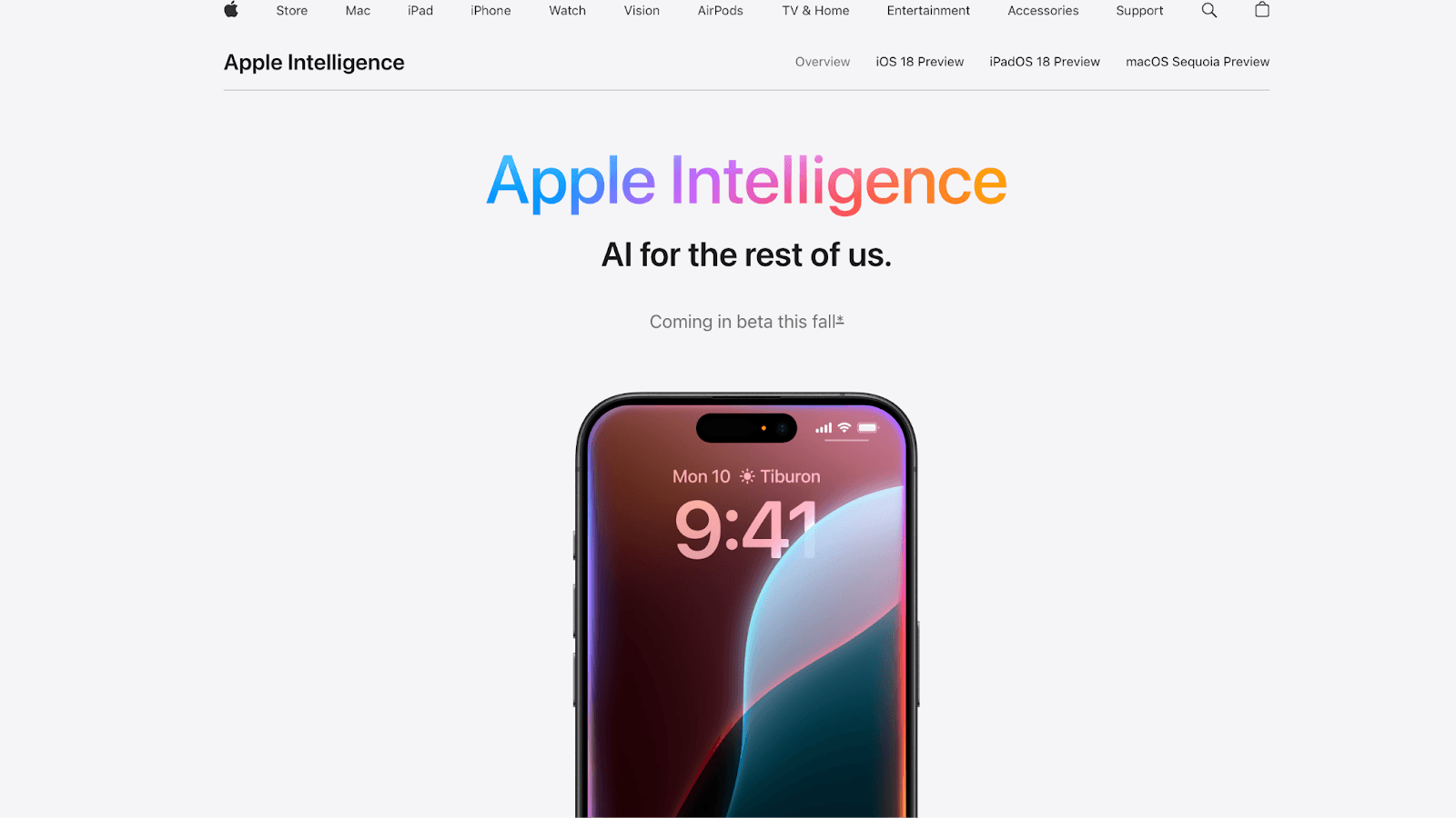 Apple Intelligence website page as an example of Product Marketing Strategies
