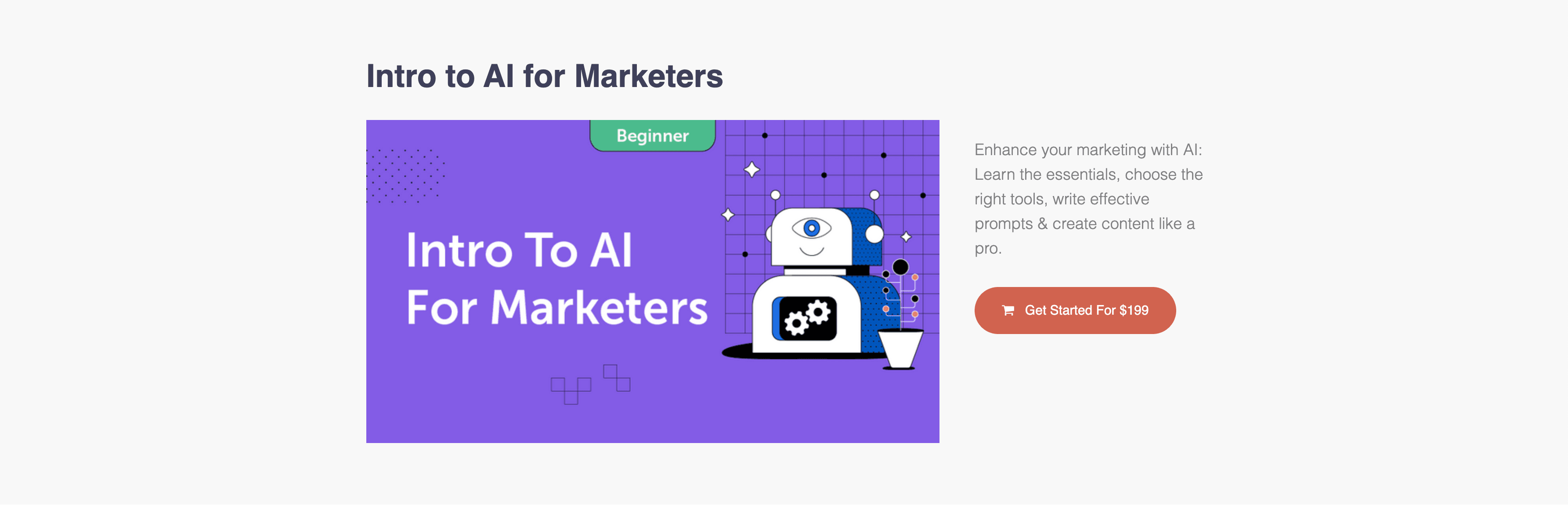 Actionable Marketing Institute Intro to AI for marketers course homepage