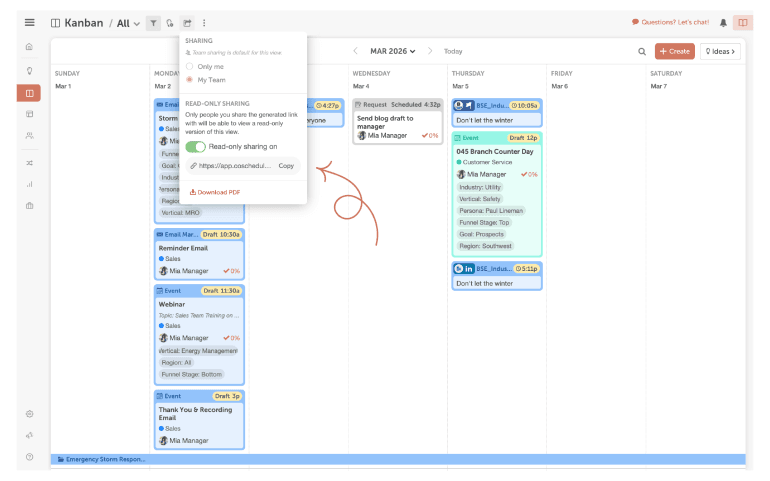 Read-only kanban board sharing