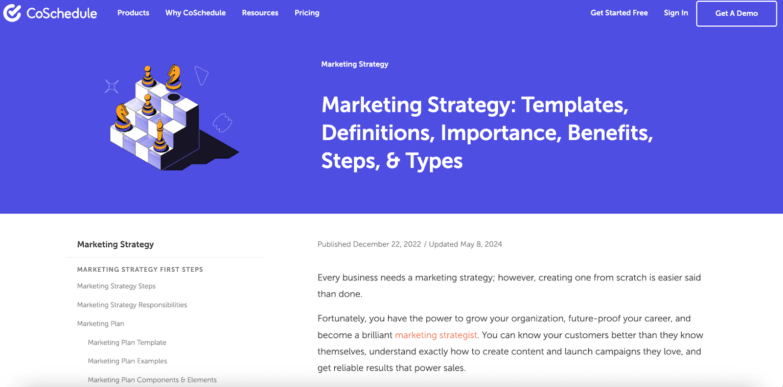 Marketing Strategy Hub for content creators from CoSchedule