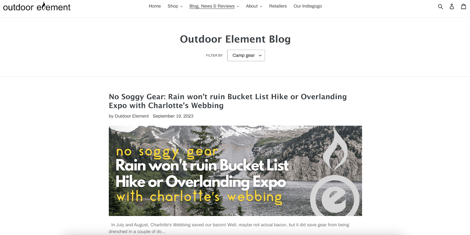 Outdoor Element Outdoor Element Blog page about outdoor activities