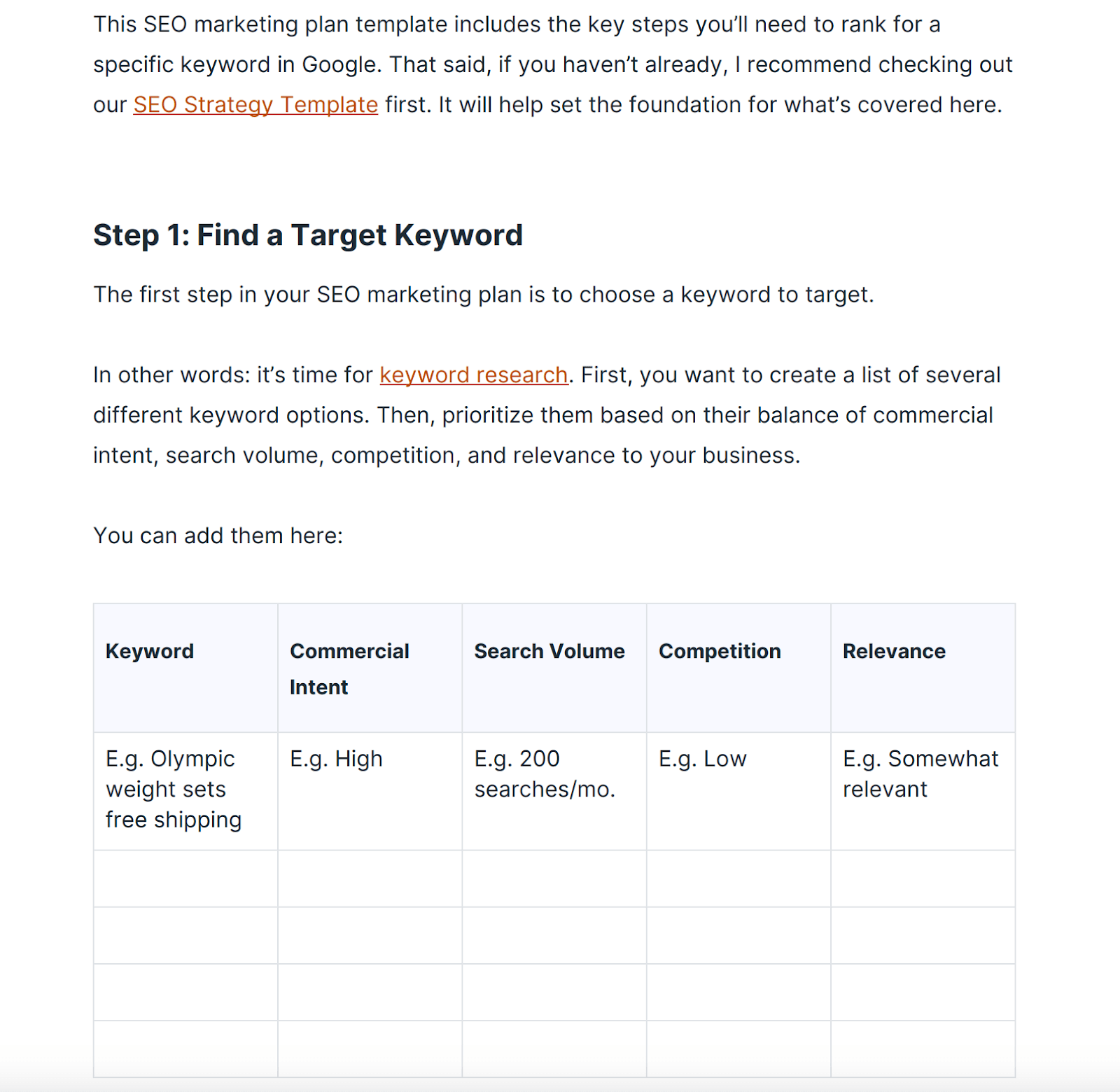 Example of SEO project management template: CoSchedule SEO Project Management Template