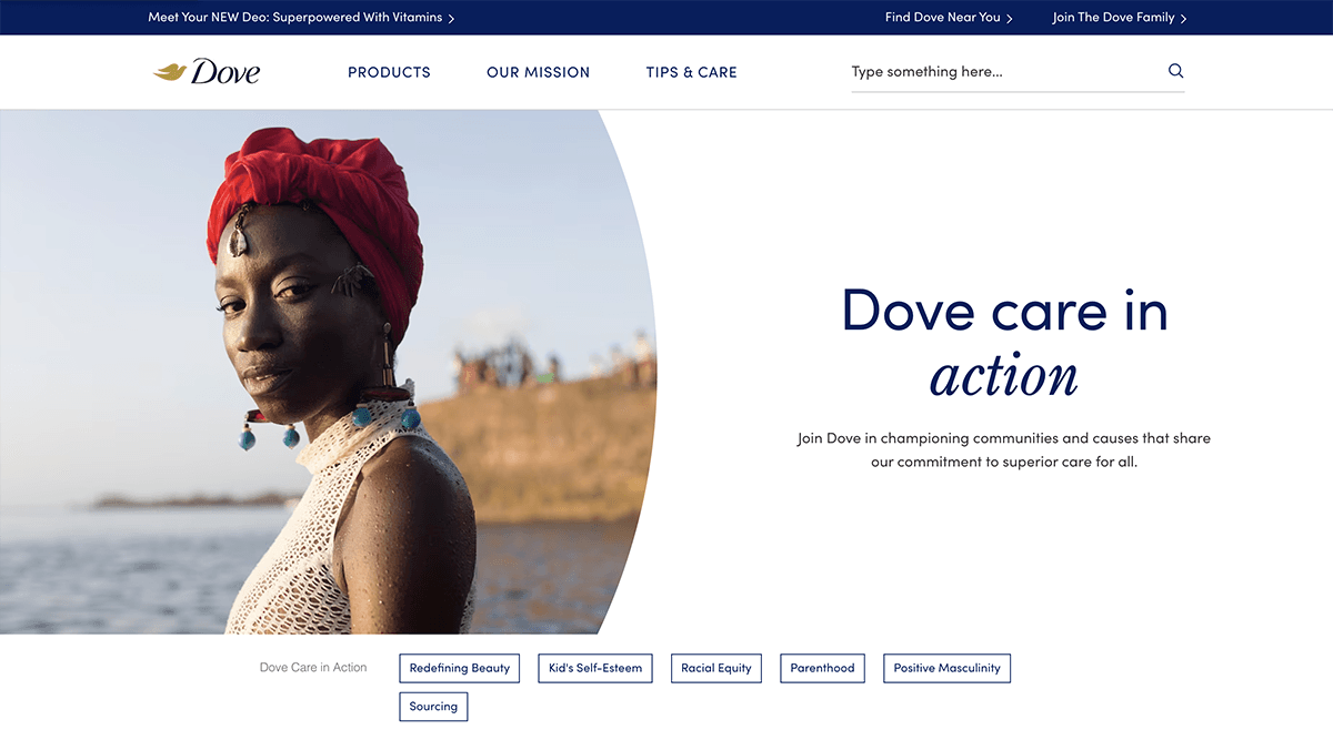 Example of storytelling content for content creators from Dove