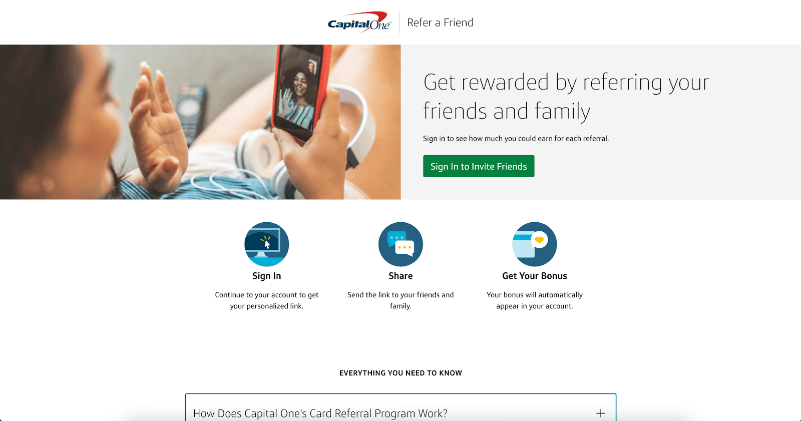 Example of referral marketing from CapitalOne