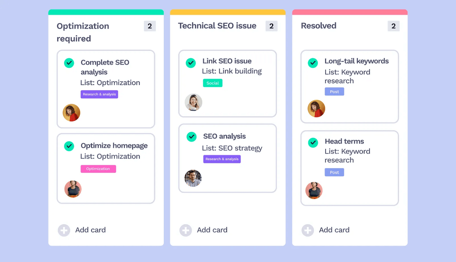 Example of SEO project management template: Teamwork.com SEO Campaign Planning Template