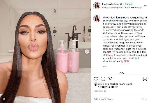 Brand and Influencer Partnerships: Instagram post example